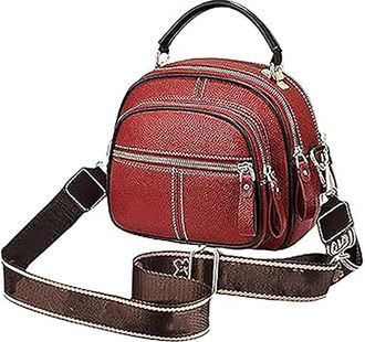 Generic Classic Multifunctional Compartments Adjustable Wide Shoulder Strap Leather Crossbody Bag,Crossbody Bag (maroon)