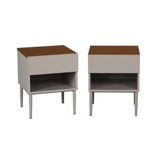Sweeek Mesitas de noche de metal y decoraci&oacute;n de madera,1 puerta, 1 nicho
