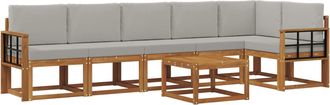 vidaXL Conjunto De Sof&aacute;s De Exterior 7 Uds. Gris Natural Y Claro Vidaxl