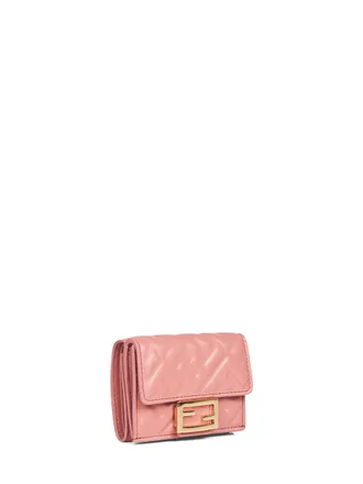 Fendi Quilted Lambskin Tri-Fold Wallet - Pink