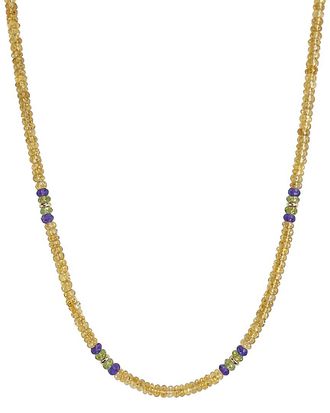 Jewelmak 14K Citrine, Amethyst Necklace