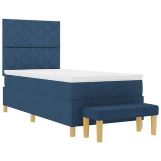 vidaXL Cama Tipo Box Spring Con Colch&oacute;n Azul 100 X 200 Cm Tela Vidaxl