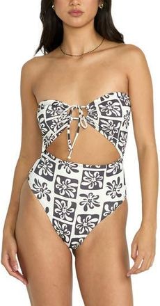 Billabong Ur a Legend Andrew Strapless Cutout One-Piece Swimsuit in White/Black Sands at Nordstrom Rack, Size X-Small