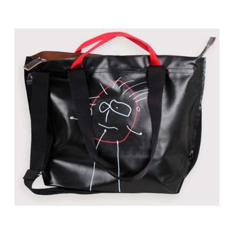 Plan C Tote Bags, female, Black, Size: ONE SIZE Pili and Bianca Medium Shopper