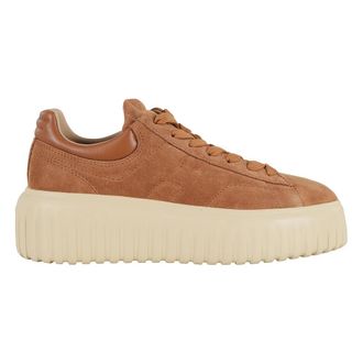Hogan Bruine Su&egrave;de Sneakers met H Strepen - Dames - Sneakers - Bruin - 40 EU - Su&egrave;de - Schoenen