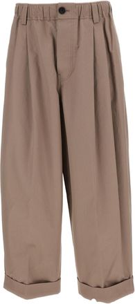 Marni Beige Double Pleat Cotton Canvas Trousers