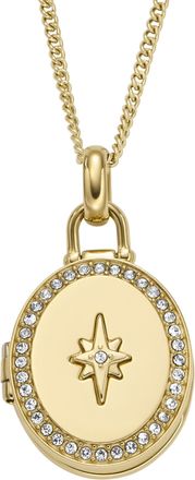 Fossil Womens Sadie Locket Collection Gold-Tone Stainless Steel Pendant Necklace