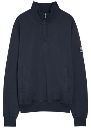 Sandbanks Sandbanks Logo-appliqu&eacute;d Quarter-zip Cotton Sweatshirt - Navy - Xxl