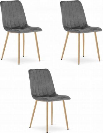 OEM Silla Lava - Terciopelo Gris Oscuro / Patas Color Madera X 3