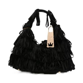 La Milanesa Capucine Handtas met Franjes - Dames - Handtassen - Zwart - ONE Size - Polyester - Tassen