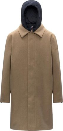 K-Way Poirol Wol Nylon Jas - Heren - Mantel - Beige - S - Wol - Jassen