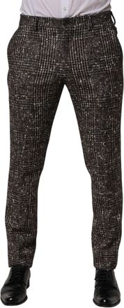 Dolce & Gabbana Mens Wool Plaid Dress Trousers Brown Alpaca Nylon