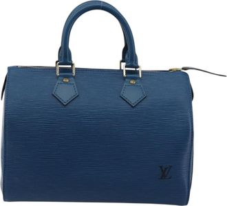 Louis Vuitton Speedy Handbag Epi Leather Blue Leather Handbag (Pre-Owned)
