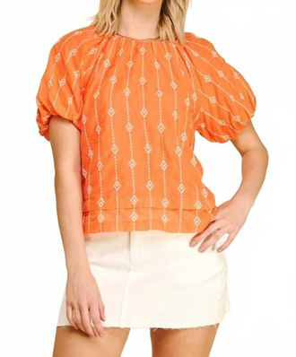 Pinch Design Embroidered Detail Blouse Top In Orange