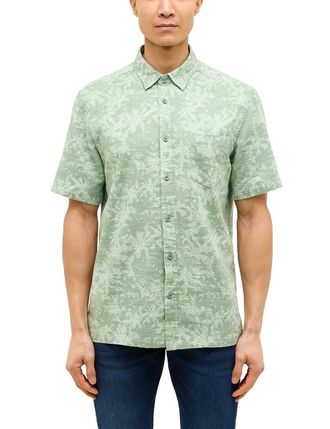 Mustang Kurzarmhemd MUSTANG Herren Style Darien, Herren, Gr. 3XL, US-Gr&ouml;ssen, gr&uuml;n (gr&uuml;n 12729), Popeline, 100% Baumwolle, bedruckt, relaxed fit, Hemden Kurza