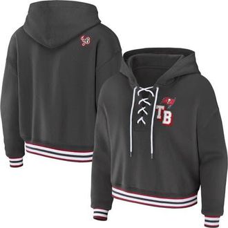 WEAR by Erin Andrews Womens WEAR by Erin Andrews Pewter Tampa Bay Buccaneers Lace-Up Pullover Hoodie at Nordstrom, Size Xx-Large