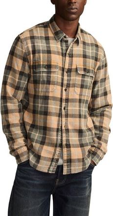 Lucky Brand Acid Wash Cotton Flannel Shirt in Dijon Multi at Nordstrom, Size Xx-Large