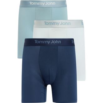 Tommy John 3-Pack Second Skin 6-Inch Stretch Modal Boxer Briefs in Dress Blues/Ice Flow/Stone at Nordstrom, Size Xx-Large