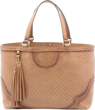 Gucci Pre-owned Tote Bags, female, Brown, Size: ONE SIZE Pre-owned Embossed Leather Tote