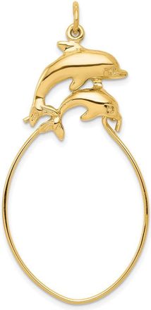 Diamond2Deal 10k Yellow Gold Double Dolphin Charm Holder