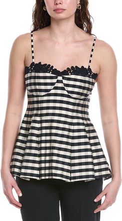 Rebecca Taylor Gingham Twill Camilla Embroidery Tank