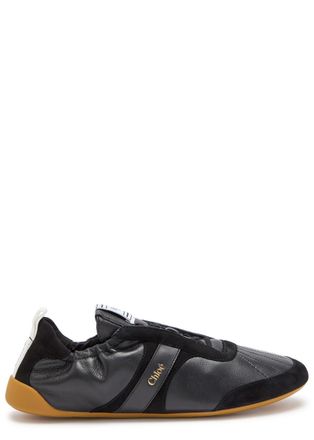 Chlo&eacute; Kick Panelled Grained Leather Sneakers - Black - 40 (IT40 / UK7)