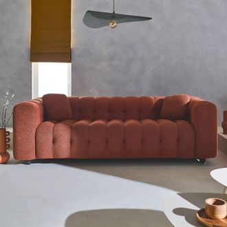 Sweeek 3-seater Sofa Upholstered In Textured Boucle Fabric in Terracotta