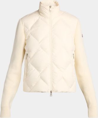 Moncler Wool and Cashmere Padded Zip-Up Cardigan