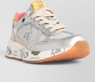 Premiata mased leather sneakers contrast sole detail