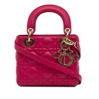 Dior Pre-owned Womens Lady Mini Bag Pink Lambskin Leather - Fuschia - One Size