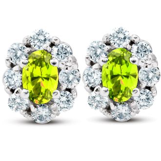 Pompeii3 3 Ct Citrine & Diamond Halo Studs 14k White Gold
