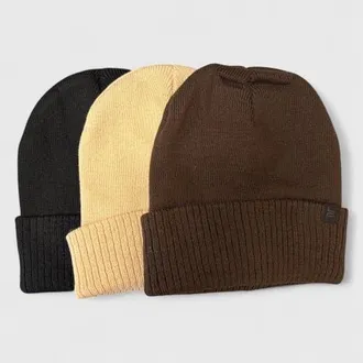 London Fog Womens 2-Pack Cable Knit Beanie Set in Brown/khaki/black at Nordstrom