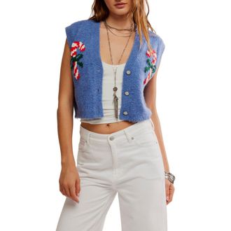 Free People Be Merry Sweater Vest in Blissful Blue Combo at Nordstrom Rack, Size X-Small
