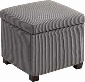 HOMCOM 40 cm Ottoman Storage Box with Removable Lid - Foot Rest - Grey | TJ Hughes