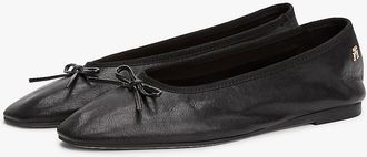 Tommy Hilfiger Womens Monogram Leather Ballet Flat - Black - US 6.5 / EU 37