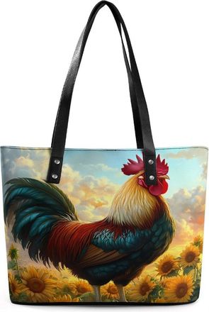 Generic Farmhouse Rooster Tote Bags for Women Cute Shoulder Purses Handbags