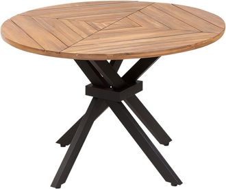 Beliani Mesa de jard&iacute;n 110 cm 110 cm Madera de acacia Marr&oacute;n