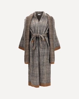 Brunello Cucinelli Prince of Wales double-knit mohair and wool Coat with scarf Female M