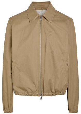 Ami Ami Paris Embossed-logo Cotton Jacket - Taupe - M