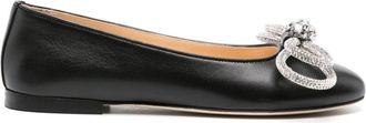Mach & Mach Double Bow leather ballerina shoes - women - Calf Leather/Calf Leather/Calf Leather - 37.5 - Black