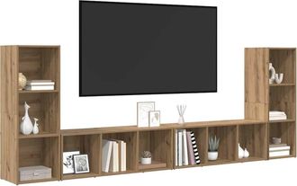 Berkfield Home TV Cabinet with Shelf with Storage 4 pcs Artisan oak Engineered wood in Brown