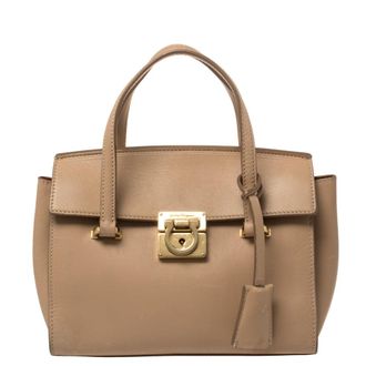 Ferragamo Beige Leather Mara Satchel
