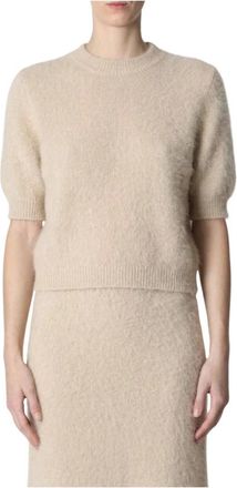 Roberto Collina Girocollo Boxy MC - Knitwear - Mujer - Beige - M