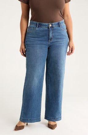 Wit & Wisdom Gracie Skyrise Double Side Seam Wide Leg Jeans in Mid Blue at Nordstrom Rack, Size 20W
