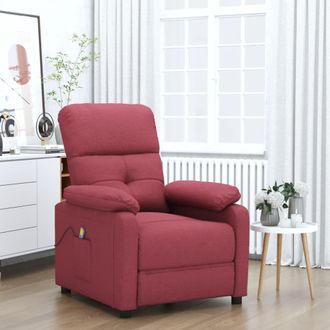 vidaXL Sill&oacute;n De Masaje De Tela Rojo Tinto Vidaxl