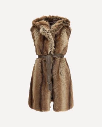 Pinko Gilet Galearis in pelliccia sintetica con Cappuccio Woman L