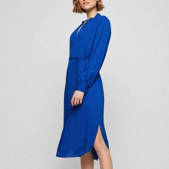 HUGO BOSS Womens Dibanora6 Dress in Blue Viscose - Size 10 UK