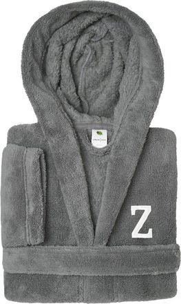 Linum Home Textiles Personalized Linum Kids Small Super Plush Hooded Bathrobe With White Bookman Font (Monogrammed A-Z)