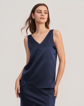 LilySilk V-Neck Sleeveless Silk Tank Top
