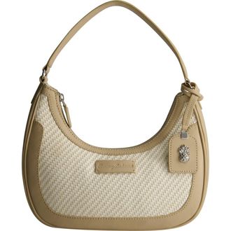 Tommy Bahama Soft Woven Zip-Top Hobo in Tan/white at Nordstrom